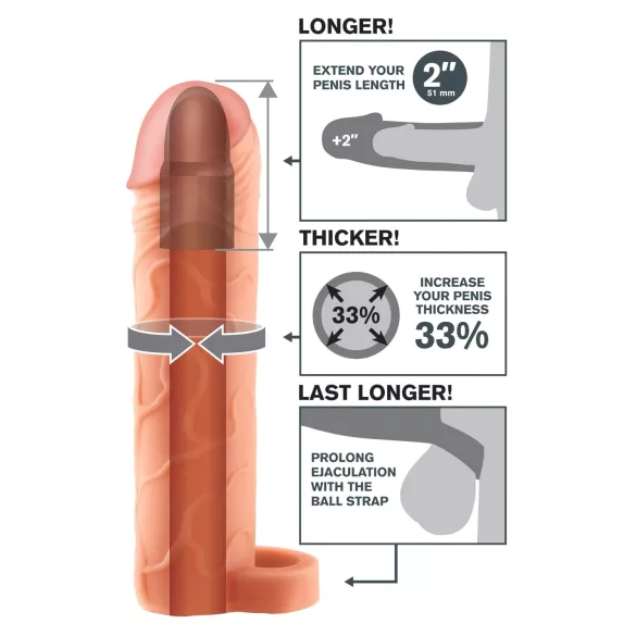 Pipedream X-TENSION Perfect 2 - mânecă peniană cu un singur inel (19 cm, culoare naturală)