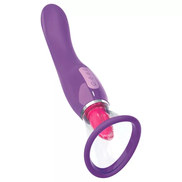 Pipedream - Fantasy - vibrator cu acumulator, dispozitiv de lins 3 în 1 (mov)