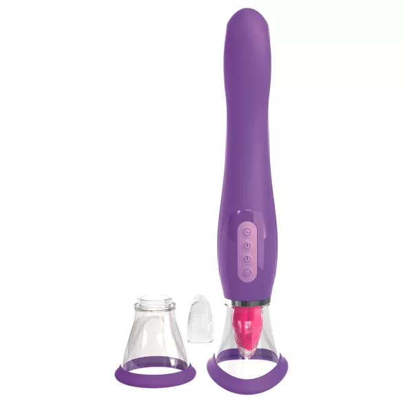 Pipedream - Fantasy - vibrator cu acumulator, dispozitiv de lins 3 în 1 (mov)