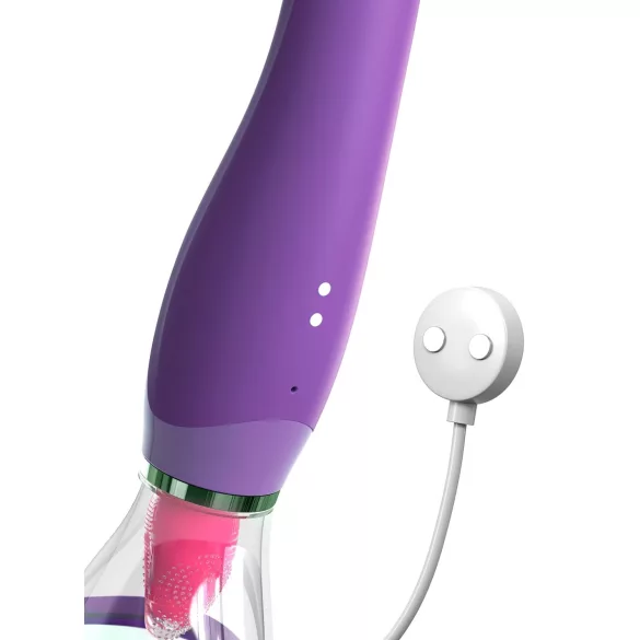 Pipedream - Fantasy - vibrator cu acumulator, dispozitiv de lins 3 în 1 (mov)