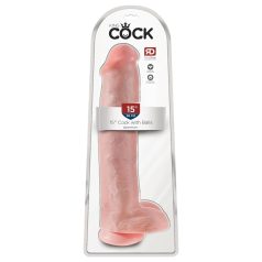   King Cock - dildo cu ventuză și testicule - 38 cm - culoare naturală