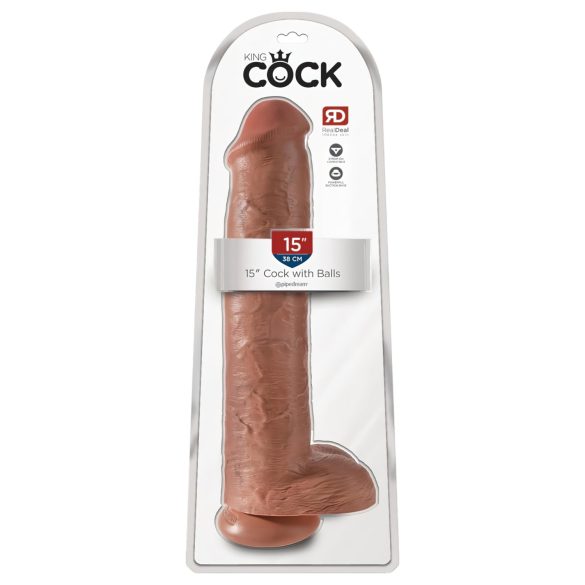 King Cock 15 - dildo gigant (38 cm) - nuanță naturală închisă