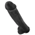 King Cock 15 - dildo cu ventuză și testicule - negru 38cm