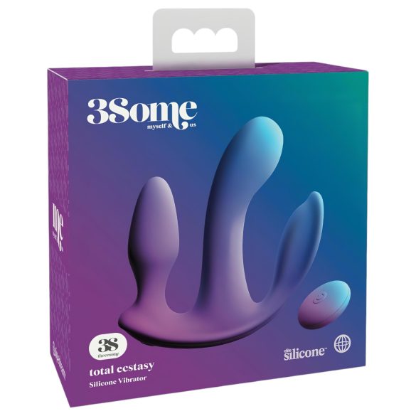 Extaz total 3Some - vibrator triplă reîncărcabil, control radio (mov)