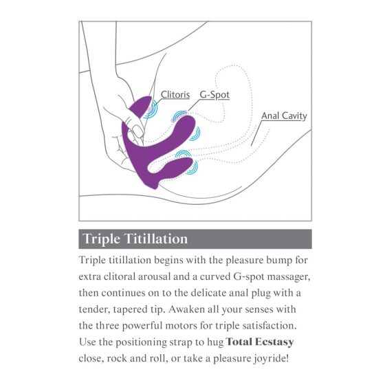 3Some Total Ecstasy - vibrator triplu, cu acumulator și radio (violet)