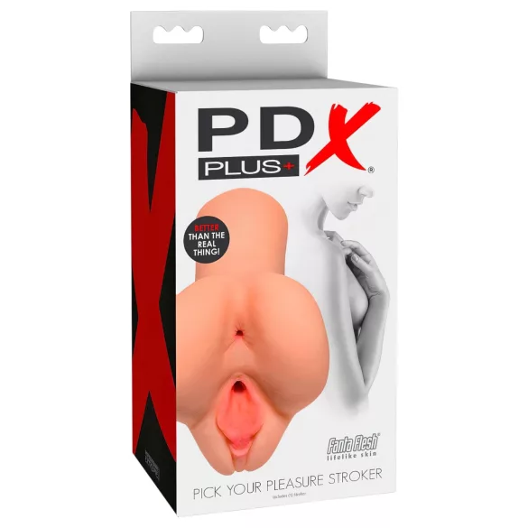 PDX Pick Your Pleasure - masturbator realist 2 în 1 (culoare naturală)