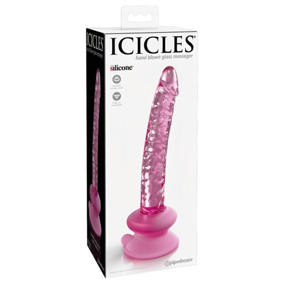 Icicles Nr. 86 - dildo din sticlă cu formă de penis (roz)