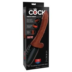 King Cock Plus 7,5 - vibrator pulsator cu testicule (maro)