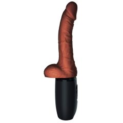 King Cock Plus 7,5 - vibrator pulsator cu testicule (maro)