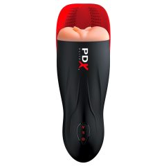   PDX Elite Fuck-O-Matic - masturbator cu păpușă artificială, funcție de aspirare și baterie incorporată