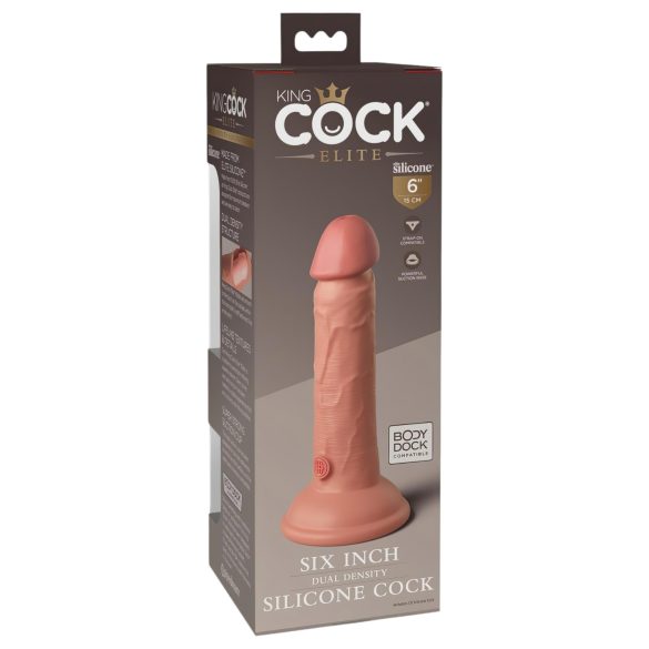 King Cock Elite 6 - dildo realist cu ventuză - 15 cm - culoare naturală