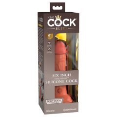   King Cock Elite 6 - dildo realist, cu ventuza (15cm) - culoare naturala închisă