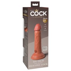   King Cock Elite 6 - dildo realist, cu ventuza (15cm) - culoare naturala închisă