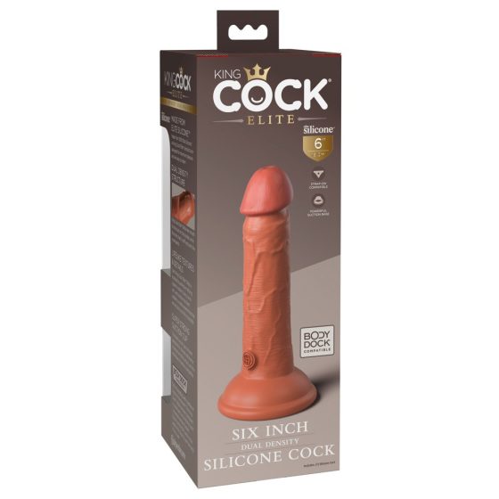King Cock Elite 6 - dildo realist, cu ventuza (15cm) - culoare naturala închisă