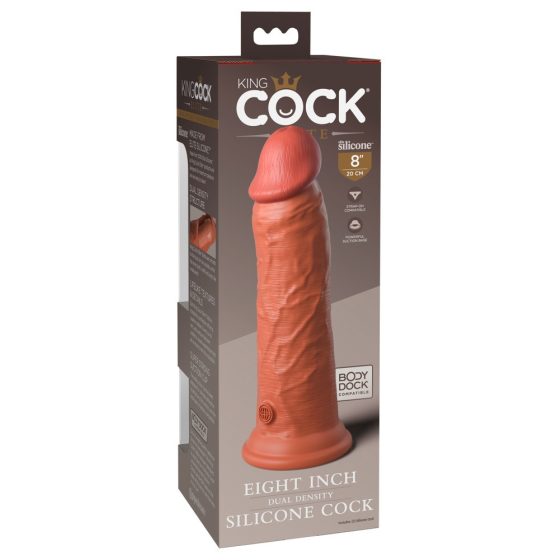 King Cock Elite 8 - dildo hiperrealist cu ventuză (20cm) - culoare naturală închisă