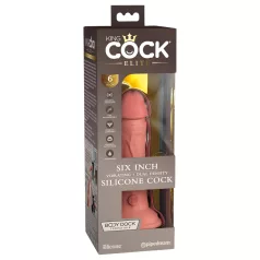King Cock Elite 6 - vibrator cu ventuză (15 cm) - natur