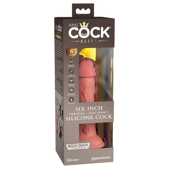 King Cock Elite 6 - vibrator realist 15cm - culoare naturală închisă