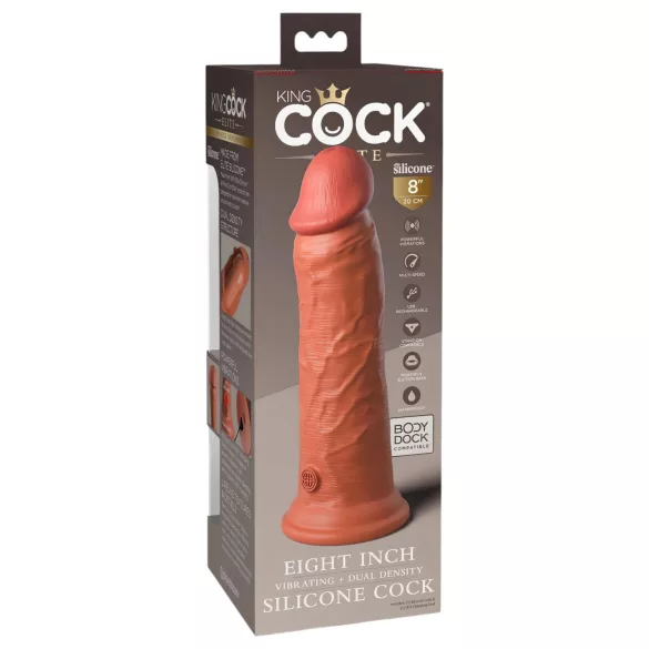 King Cock Elite 8 - vibrator realist 20cm - silicon - culoare închisă