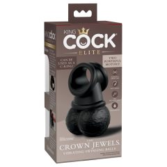   King Cock Elite Crown Jewels - testicule oscilante, inel pentru penis vibrat (negru)