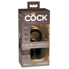   King Cock Elite Crown Jewels - testicule oscilante, inel pentru penis vibrat (negru)