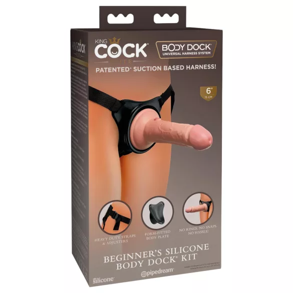 King Cock Elite - strap-on pentru începători - dildo realist - culoare naturală