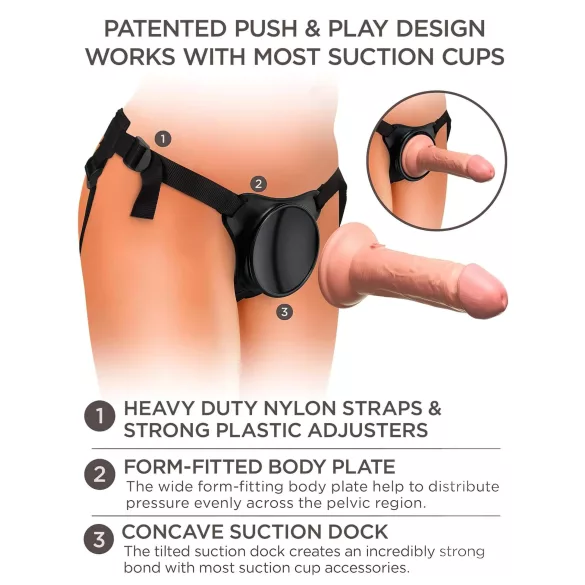 King Cock Elite - strap-on pentru începători - dildo realist - culoare naturală