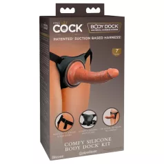   King Cock Elite Comfy - dildo cu ham pentru strap-on - culoare natur închis