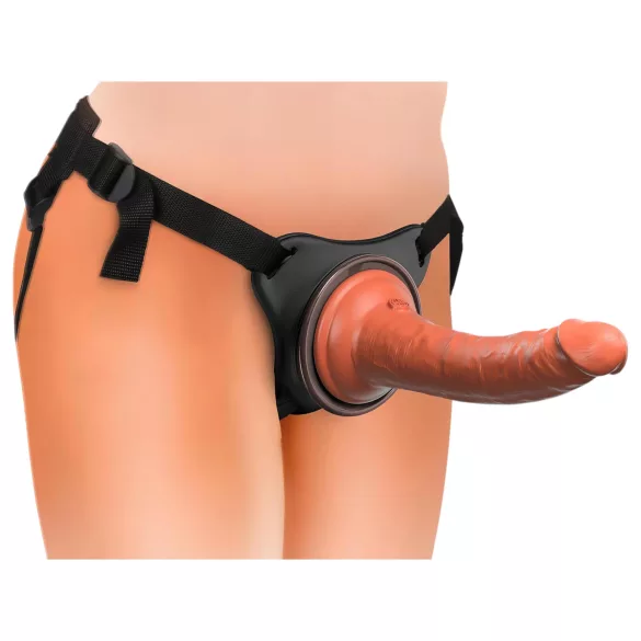 King Cock Elite Comfy - dildo cu ham pentru strap-on - culoare natur închis