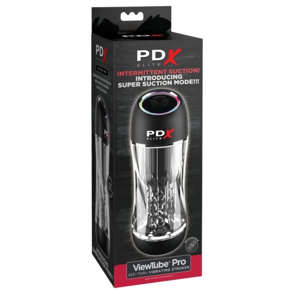 PDX ViewTube Pro - masturbator cu vibrații și sucțiune - negru