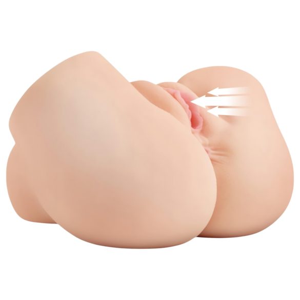 PDX Elite - masturbator 2în1 cu aspirare și vibrații (natur)