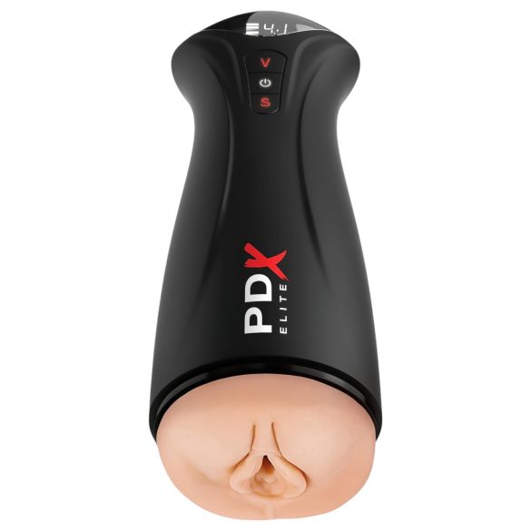 PDX Elite - masturbator cu aspirație și vibrații (negru)