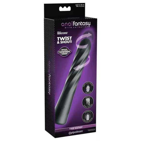 Anal Fantasy Twist Ecstasy - vibrator anal rotativ și împingător (negru)