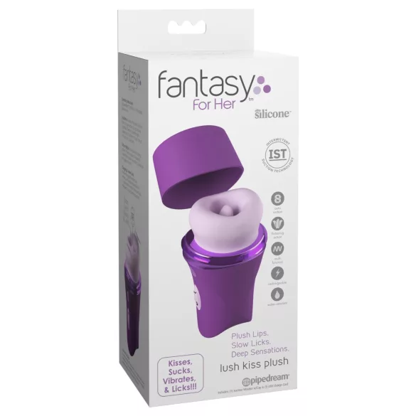 Fantasy For Her Lush Kiss Plush - stimulent clitoridian cu suflare și limbă (mov)