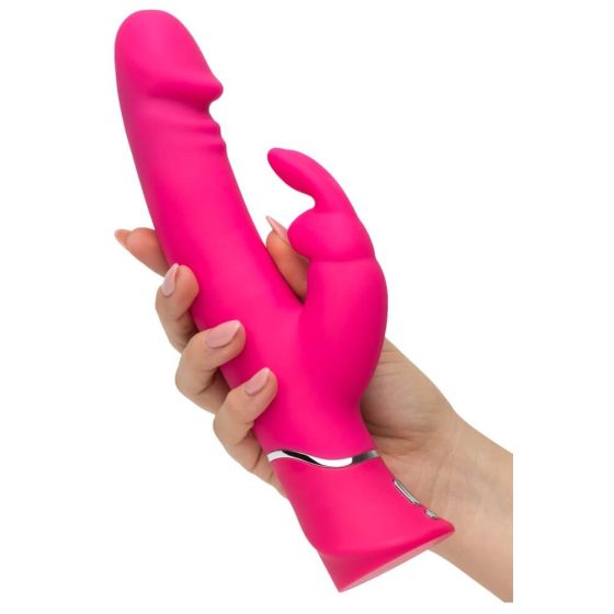 Happyrabbit Dual Density - vibrator rezistent la apă, cu stimulator clitoridian (roz)