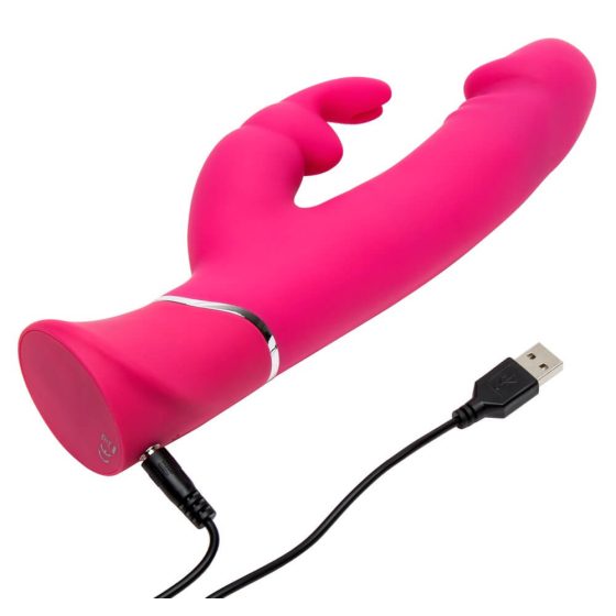 Happyrabbit Dual Density - vibrator rezistent la apă, cu stimulator clitoridian (roz)