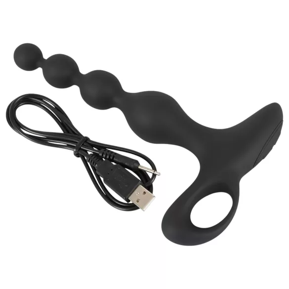 Black Velvets - vibrator anal cu bile - silicon negru