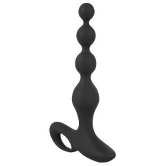  Black Velvet - Vibrator anal cu perle, impermeabil, reincarcabil (negru)