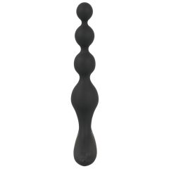   Black Velvet - Vibrator anal cu perle, impermeabil, reincarcabil (negru)