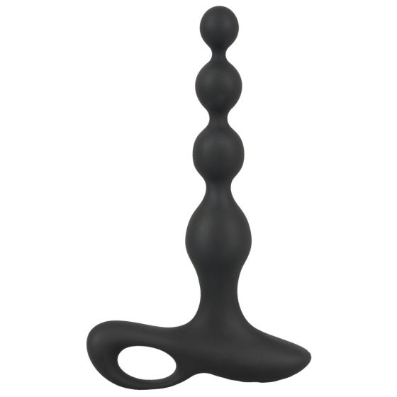 Black Velvet - Vibrator anal cu perle, impermeabil, reincarcabil (negru)