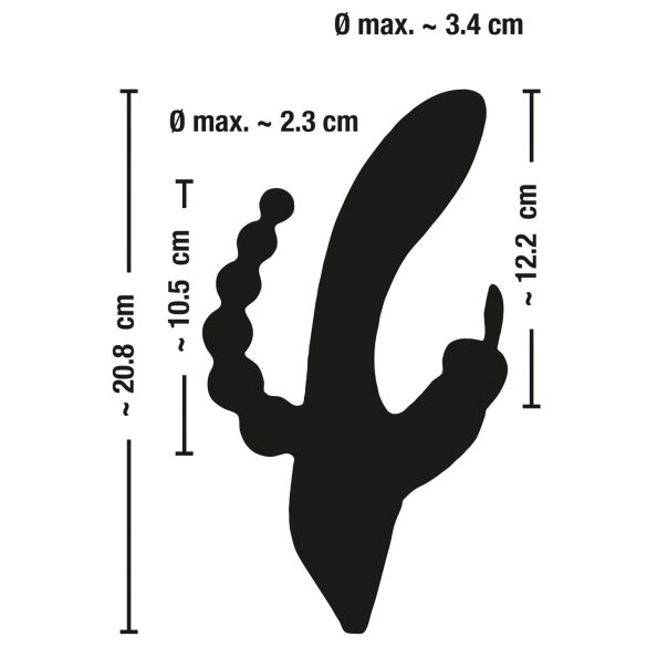 SMILE Triple - vibrator impermeabil cu 3 brațe (negru)