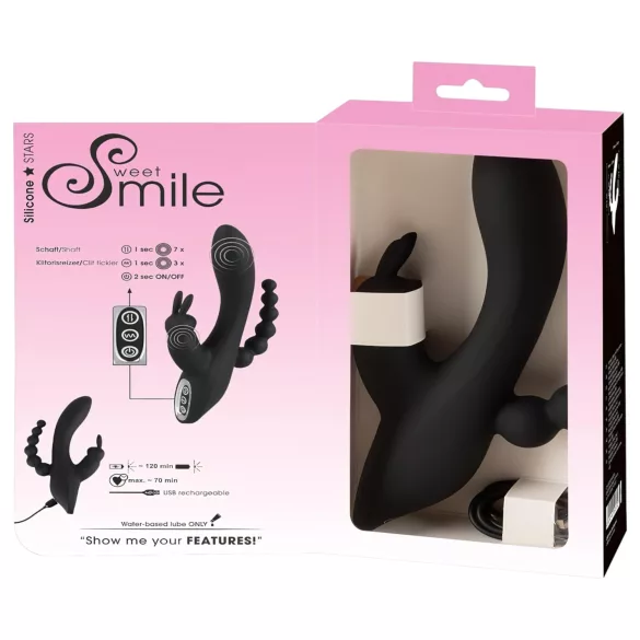 SMILE Triple - vibratoare triple reîncărcabil, waterproof, negru