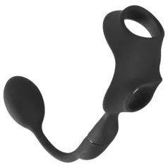   Rebel - inel pentru penis și testicule cu vibrator anal (negru)