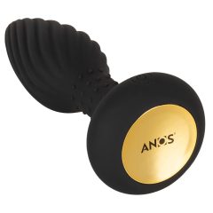   Anos - Vibrator anal, pe baterii, cu comandă radio, cu perle rotative și spirală (negru)