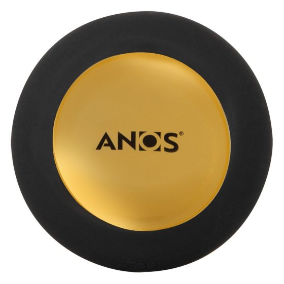 Anos - Vibrator anal, pe baterii, cu comandă radio, cu perle rotative și spirală (negru)