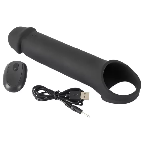 Rebel - mânecă pentru penis cu vibrații, wireless, reîncărcabilă, negru