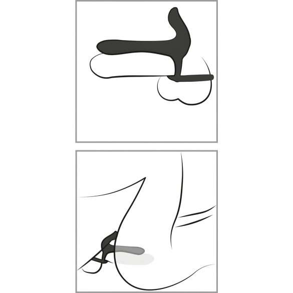 Black Velvets - vibrator cuplu 2în1 și inel pentru penis - reîncărcabil, negru