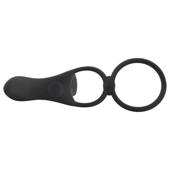Black Velvets - vibrator cuplu 2în1 și inel pentru penis - reîncărcabil, negru