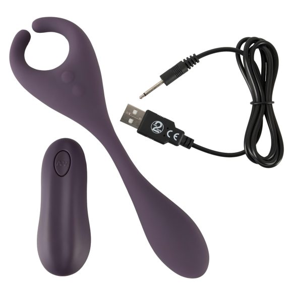 Couples Choice - vibrator dublu cu telecomandă, reîncărcabil - mov
