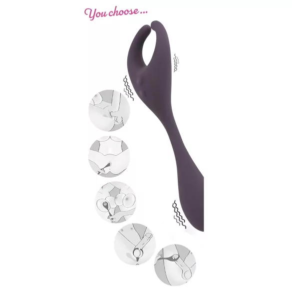 Couples Choice - vibrator dublu cu telecomandă, reîncărcabil - mov