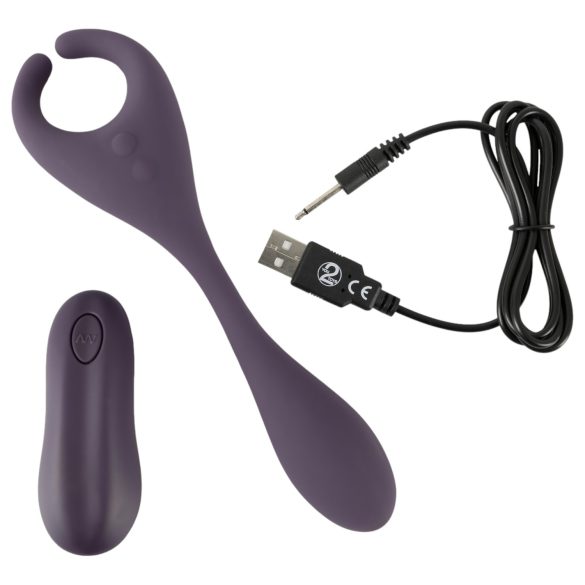 Couples Choice - vibrator dublu cu telecomandă, reîncărcabil - mov